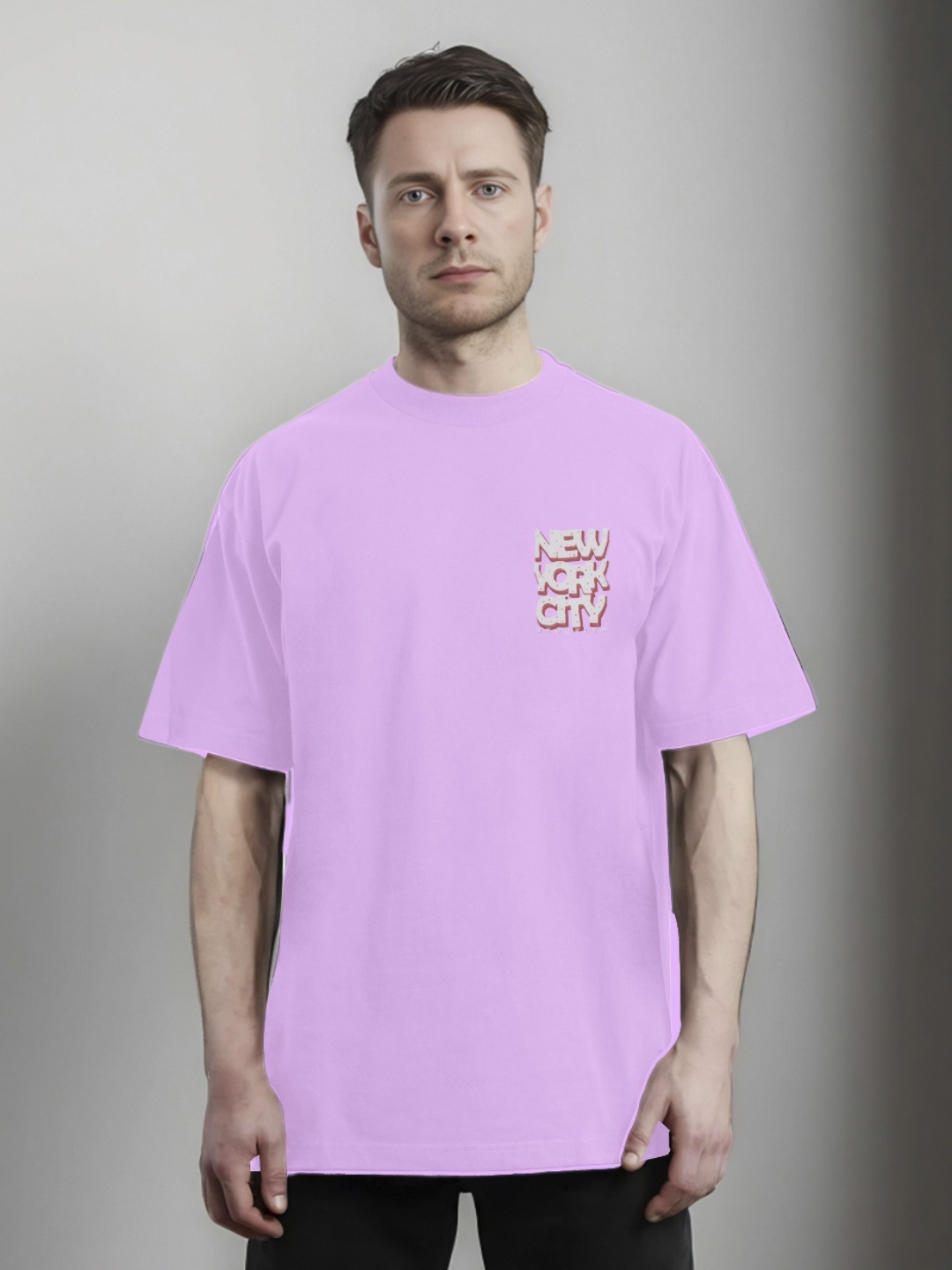 

Moda Rapido Men Printed Applique T-shirt, Lavender