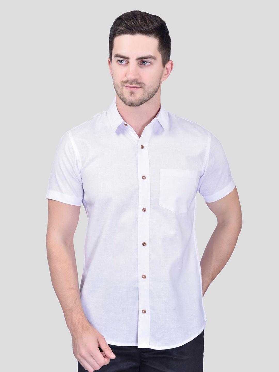 

Moda Rapido Men Classic Opaque Casual Shirt, White