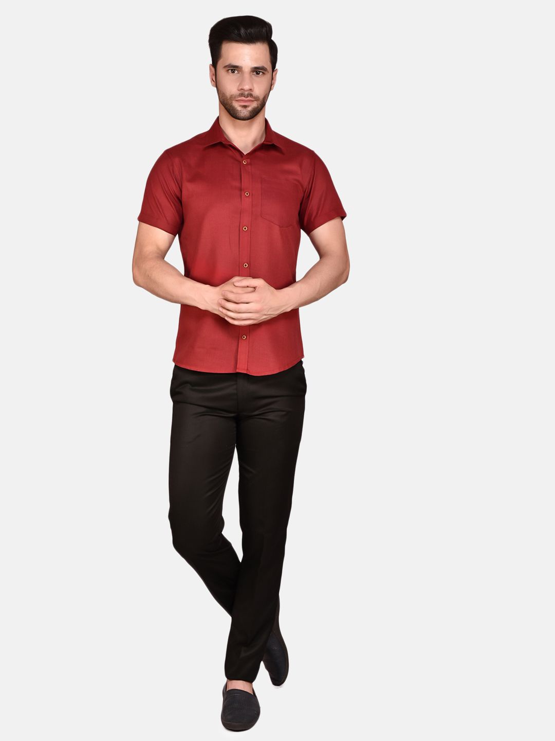 

Moda Rapido Men Classic Opaque Casual Shirt, Maroon