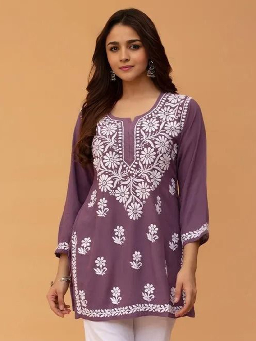 

Moda Rapido Embroidered Kurti, Purple