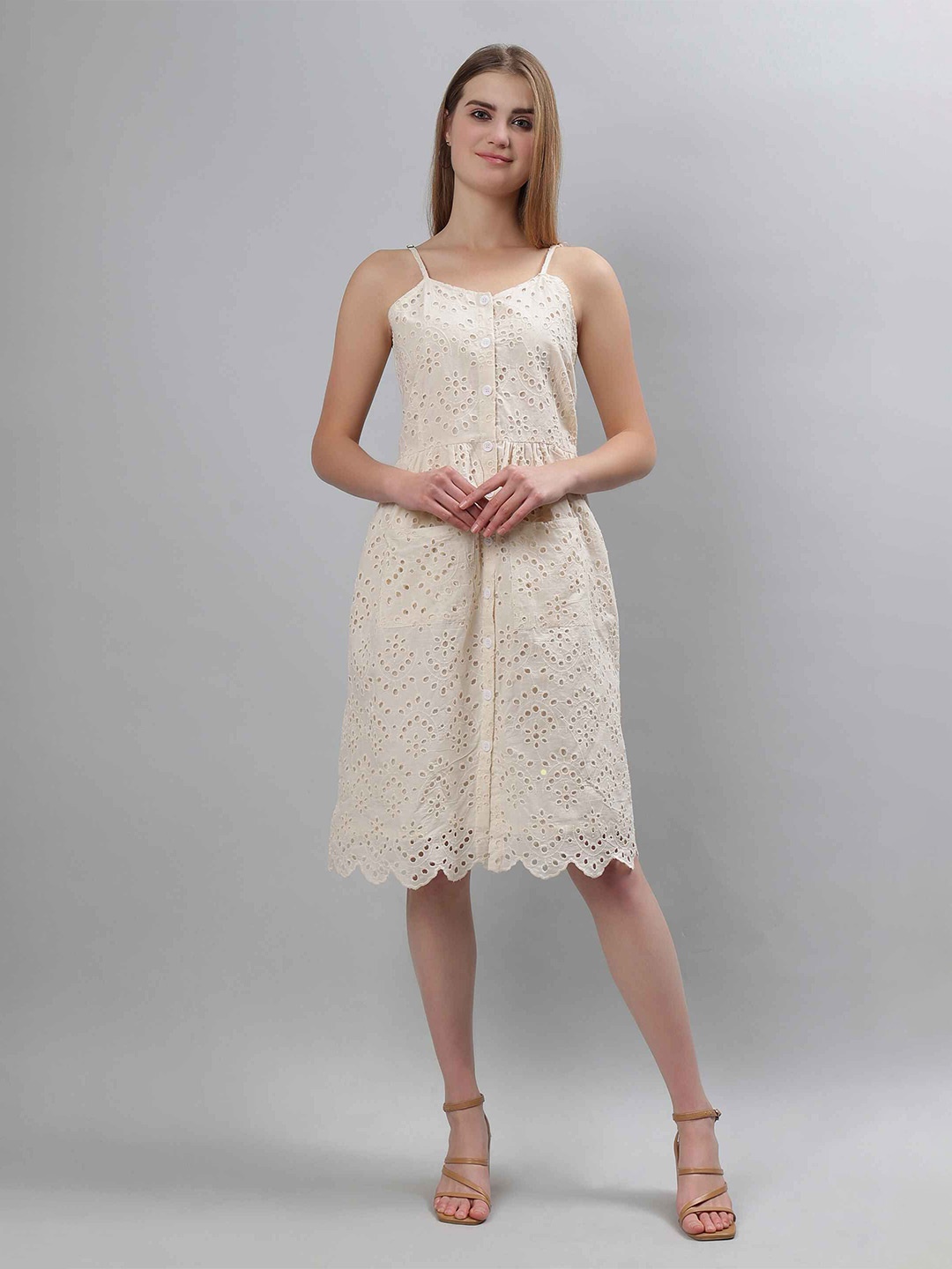 

ETRAANA Fit & Flare Midi Dress, Beige