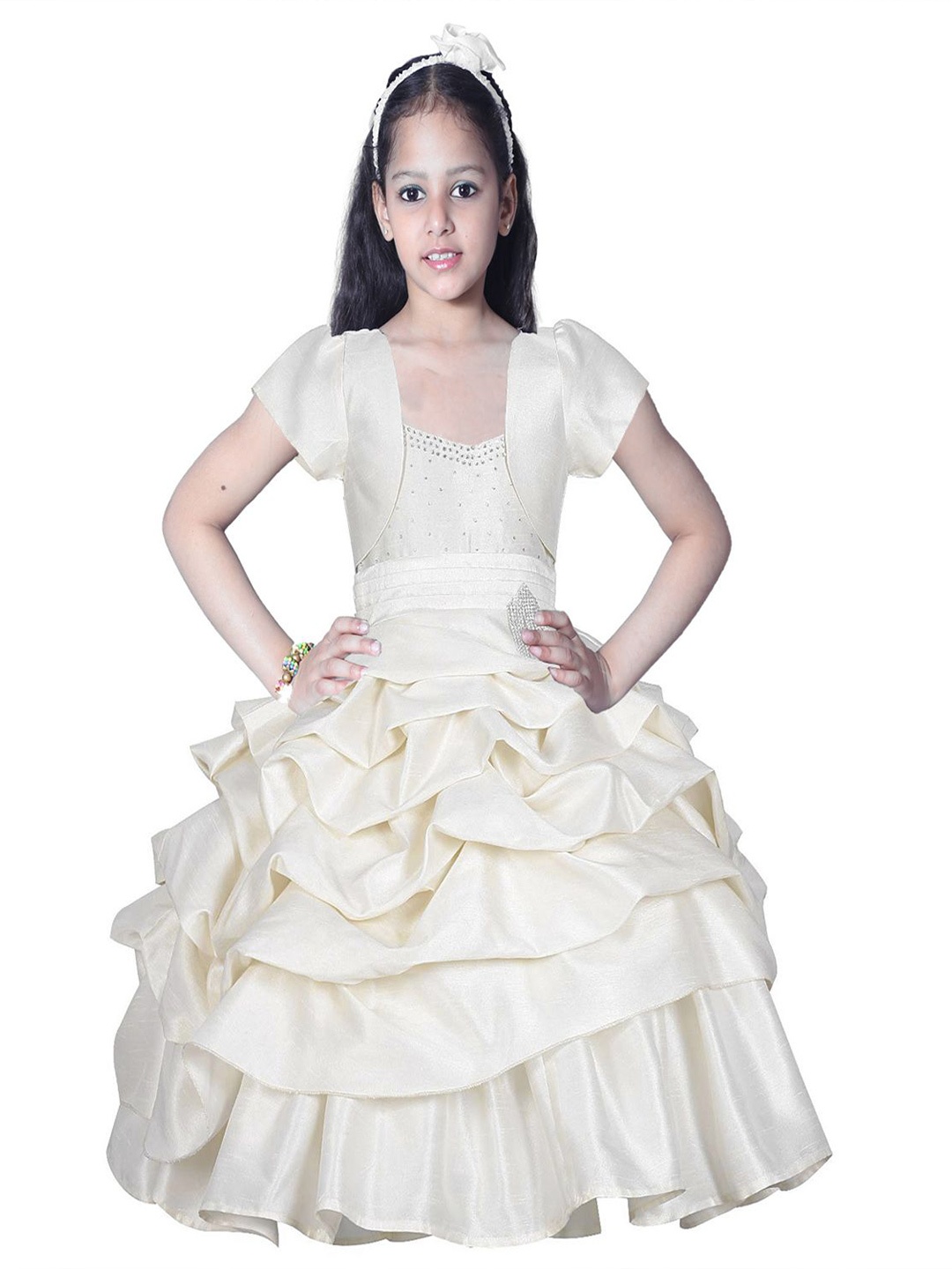 

Wow Princess Satin A-Line Maxi Dress, Off white
