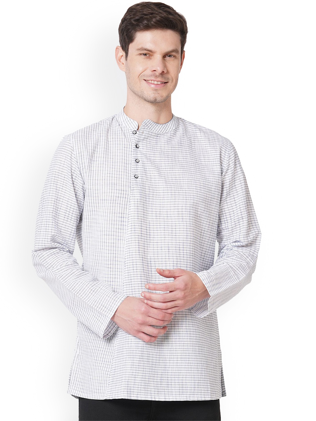 

Arch element Men Striped Thread Work Kurta, White