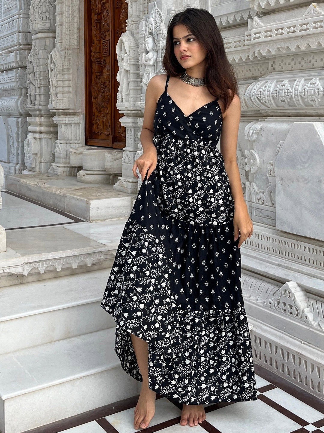 

KALINI Print Maxi Dress, Black