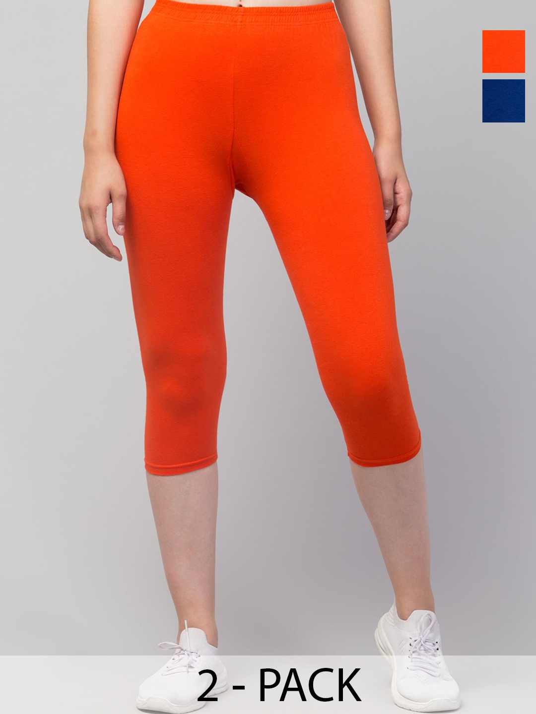 

UllasPemium Women Skinny Fit Capris, Orange