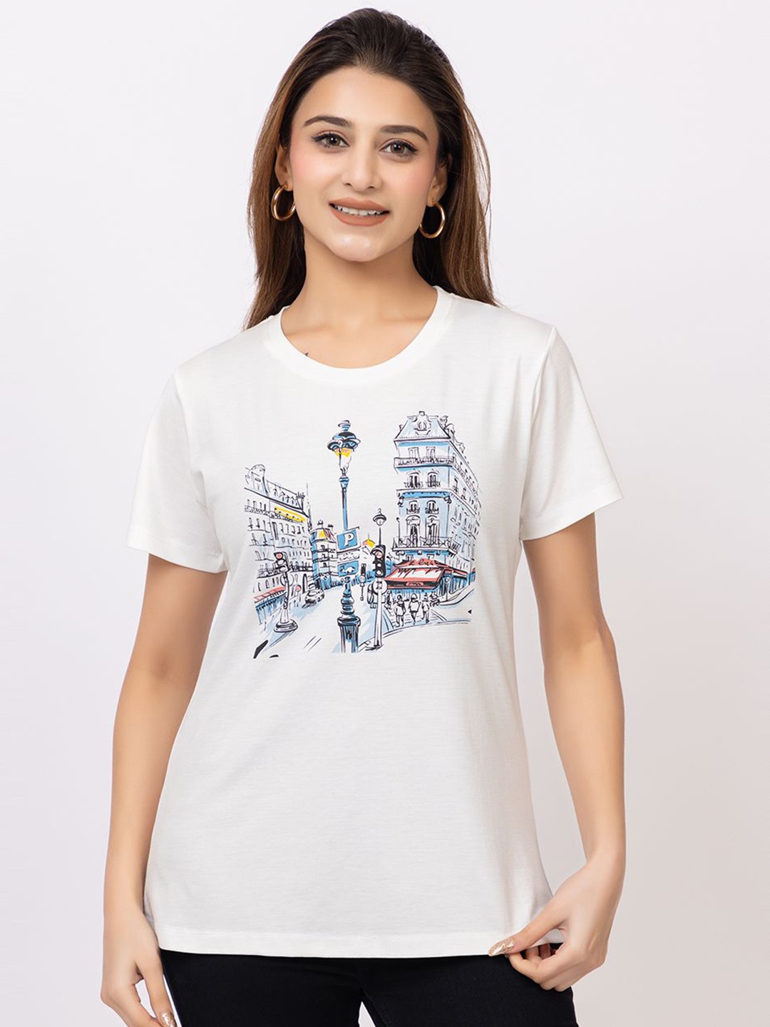 

GFO Print Cotton Top, White