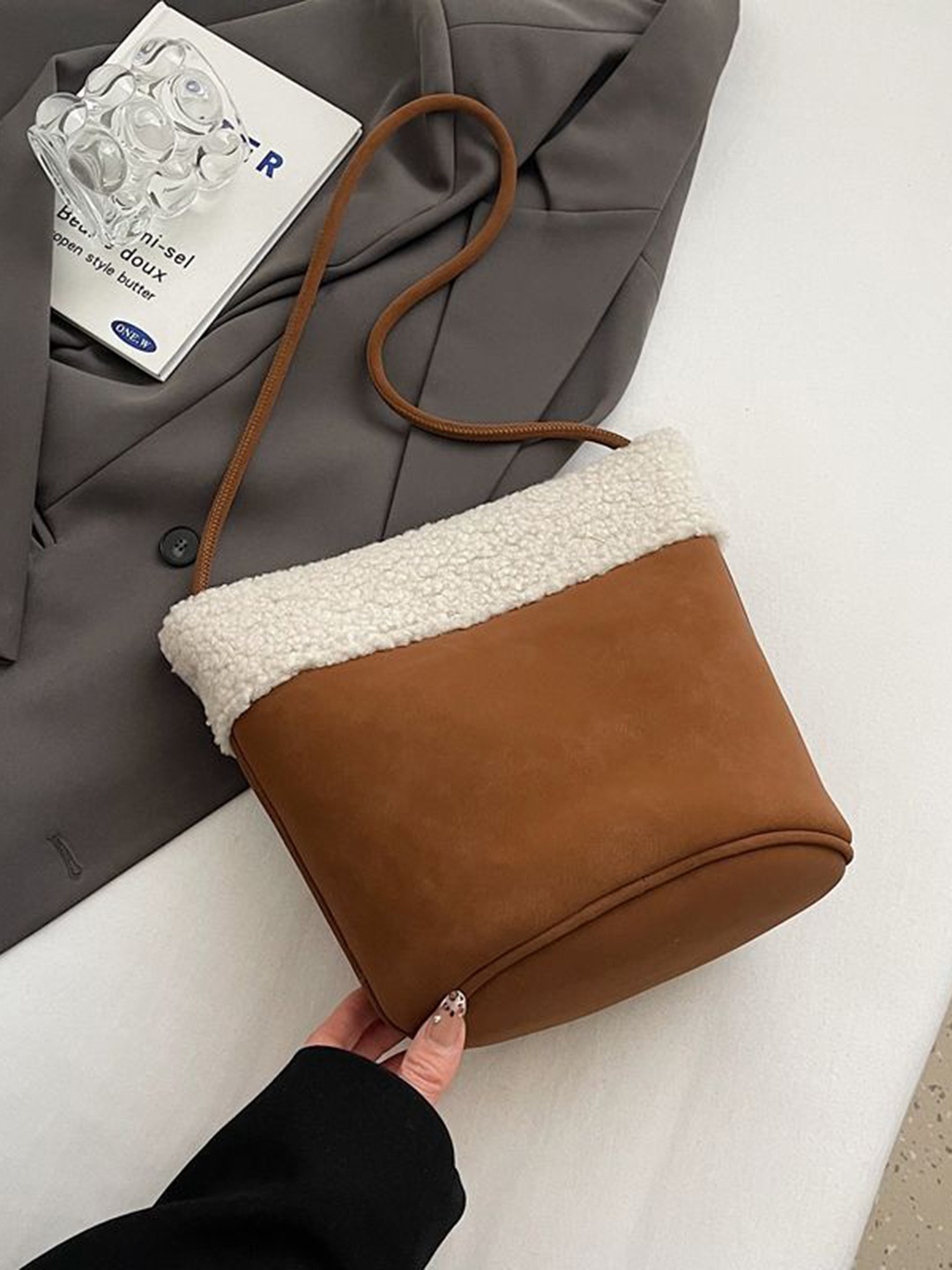 

StyleCast x Revolte Suede Shopper Shoulder Bag, Brown