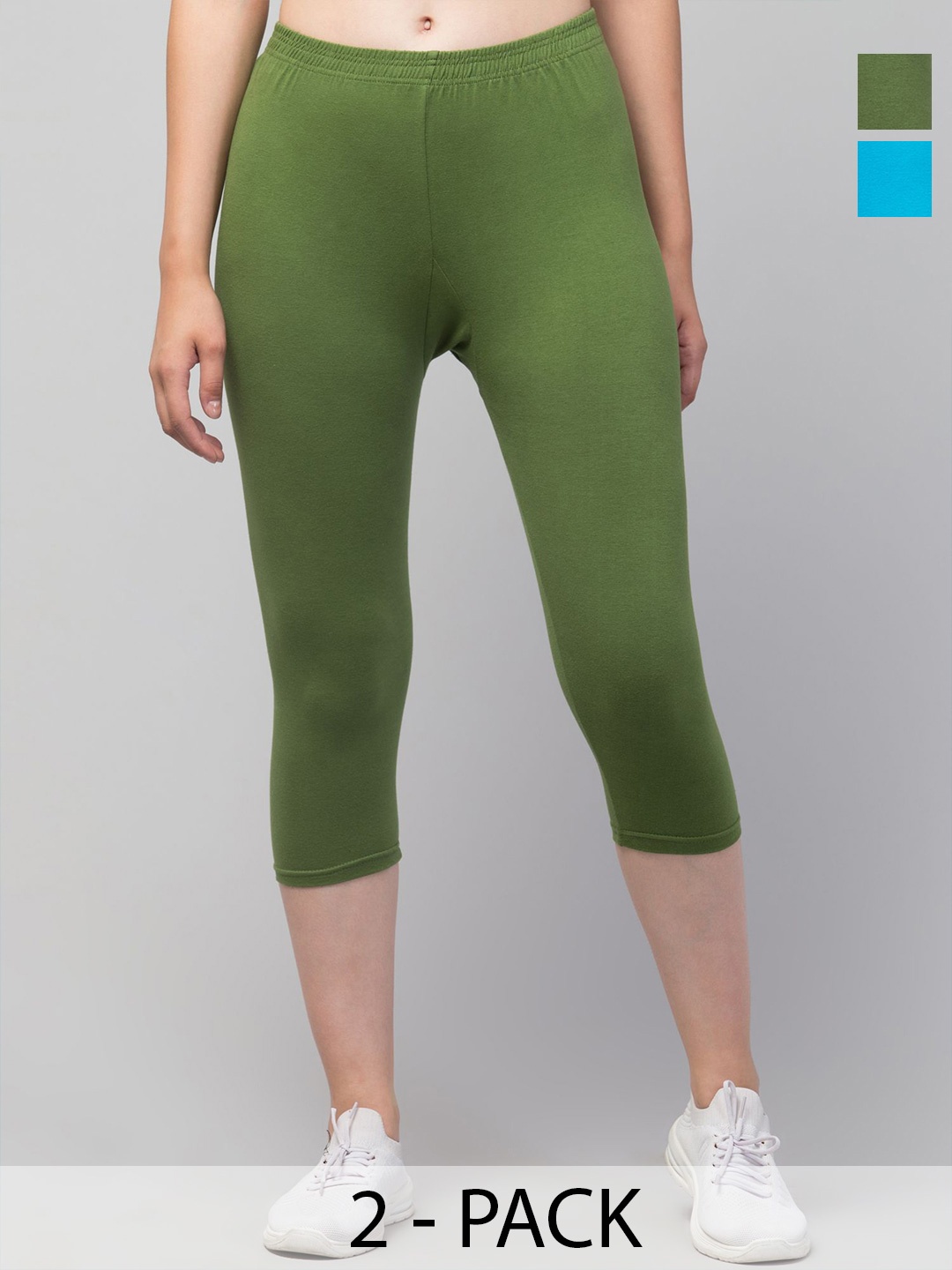 

UllasPemium Women Skinny Fit Capris, Turquoise blue