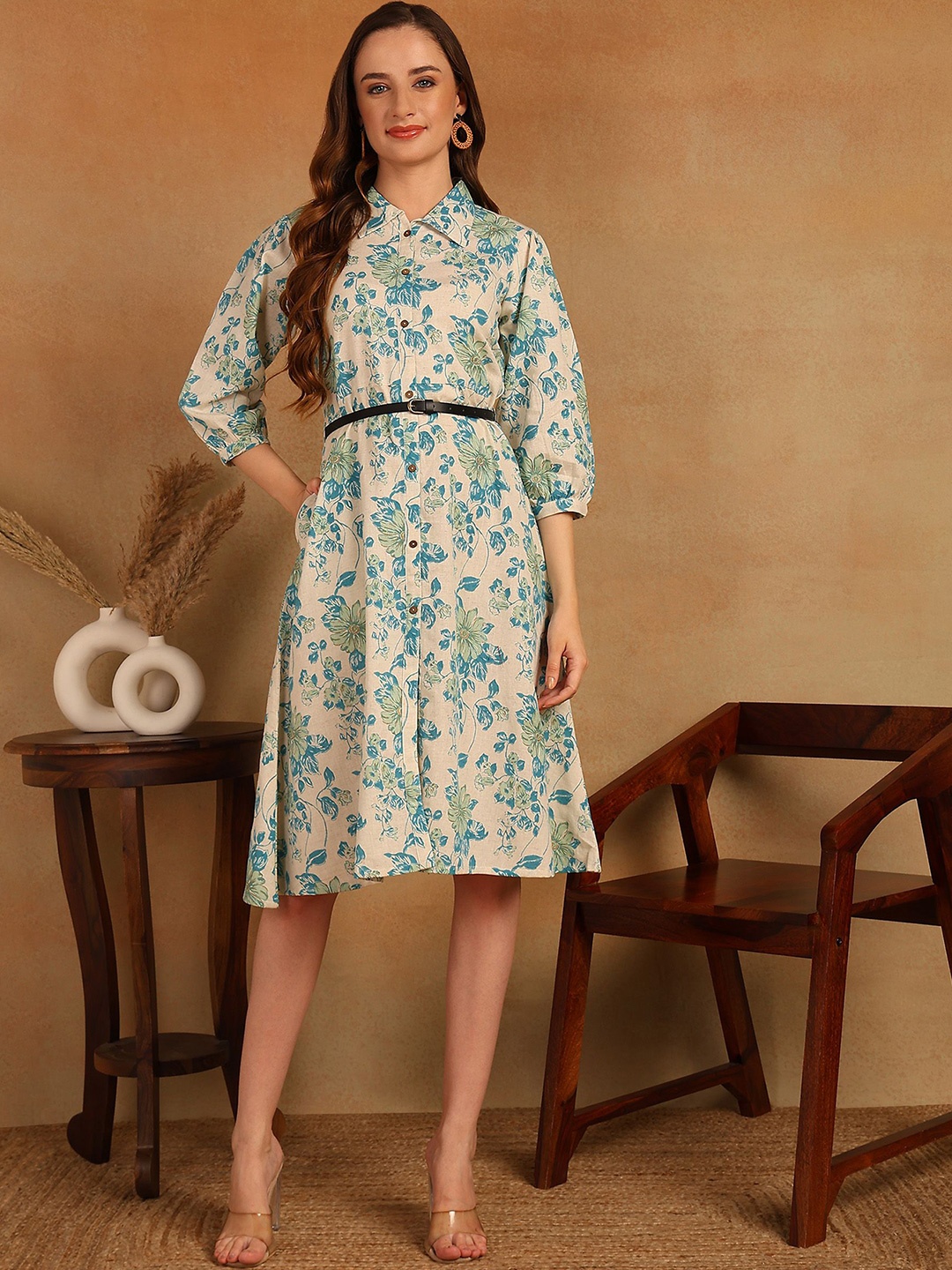 

KALINI Floral Print Dress, Blue