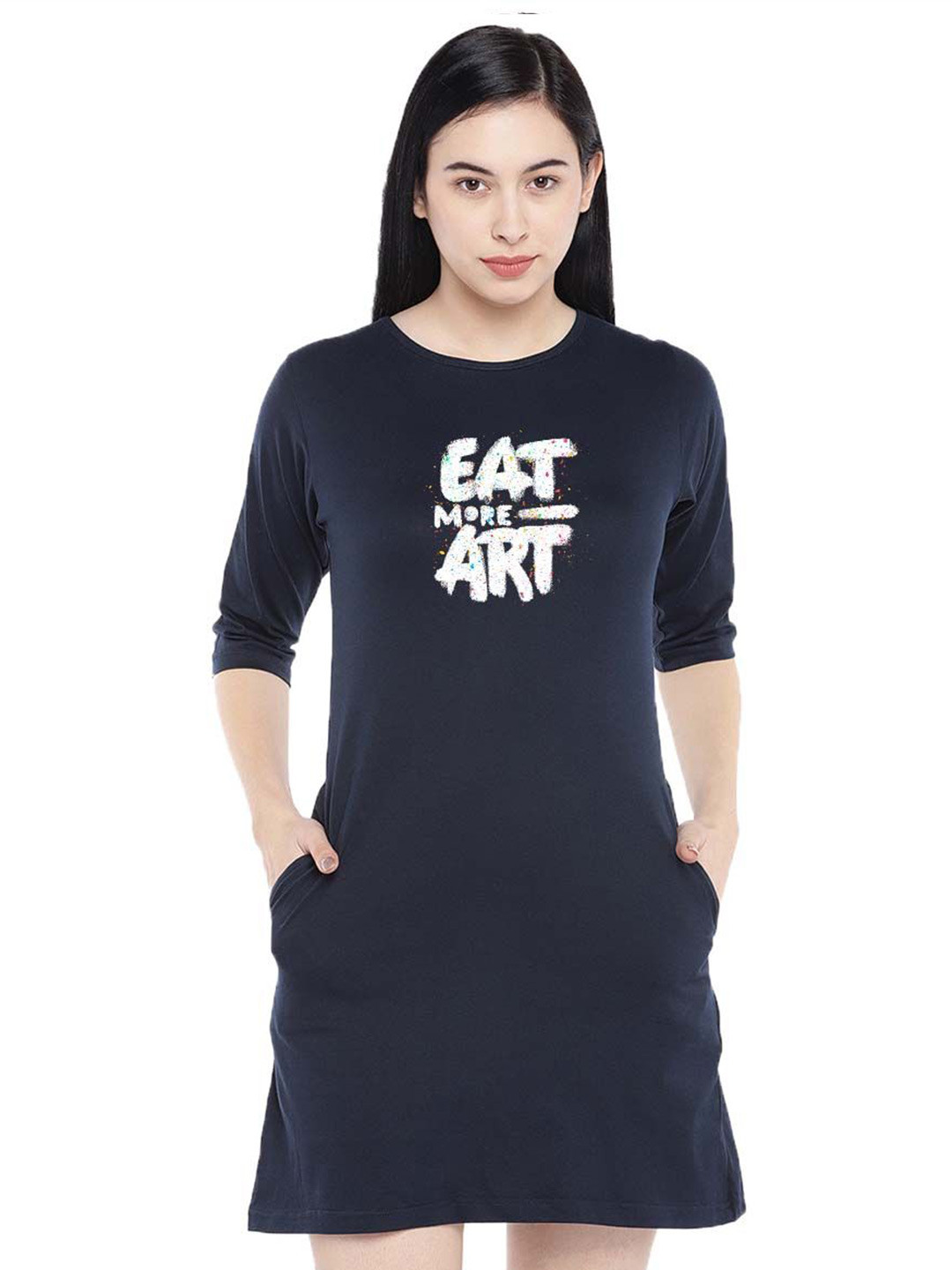 

Moda Rapido Print T-shirt Dress, Navy blue