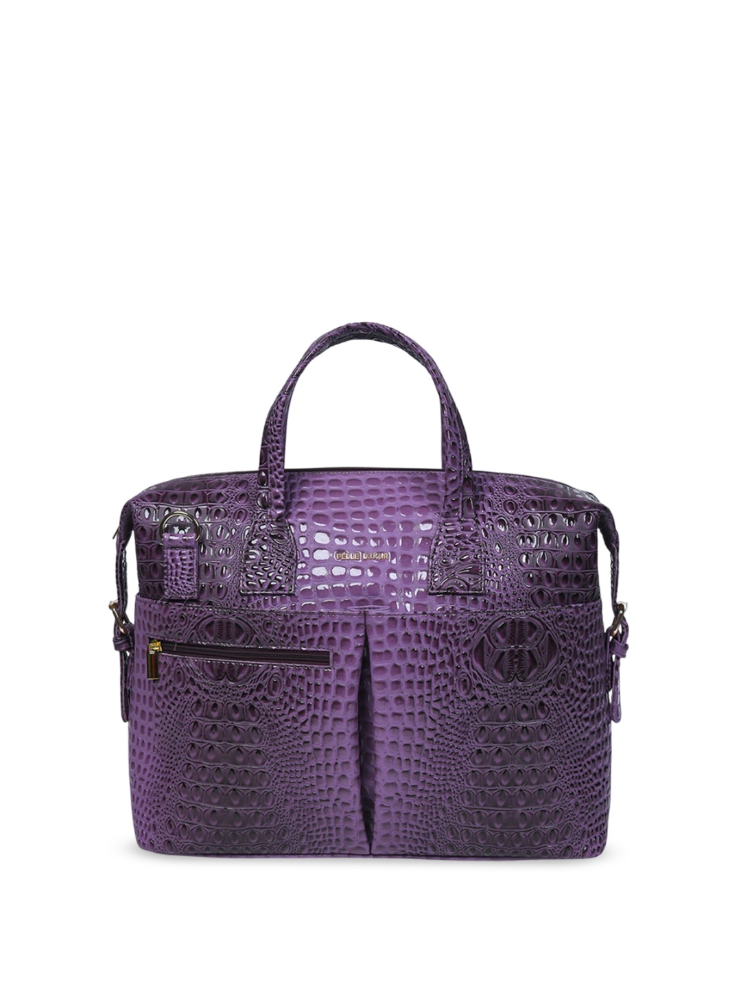 

PELLE LUXUR Textured PU Structured Handheld Bag, Purple