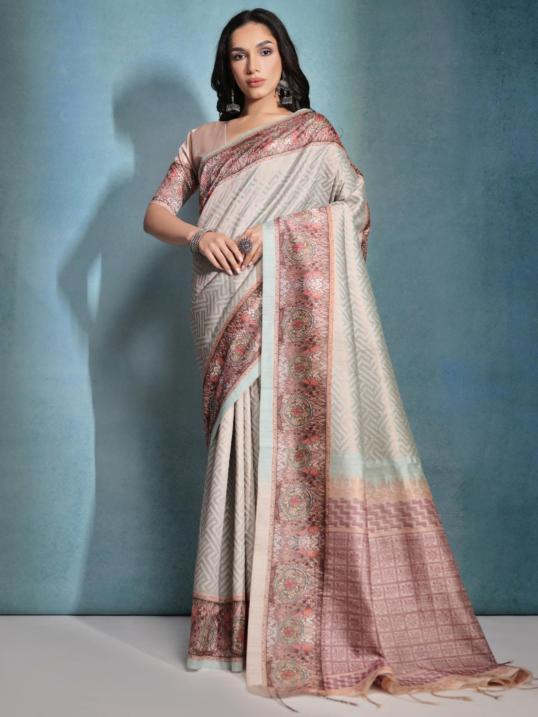 

Divyadham Textiles Woven Design Zari Pure Silk Handloom Banarasi Saree, Sea green