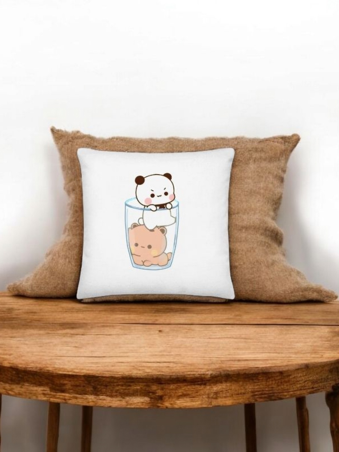 

Anikmart White & Brown Printed Square Shaped Pre-Filled Cushion
