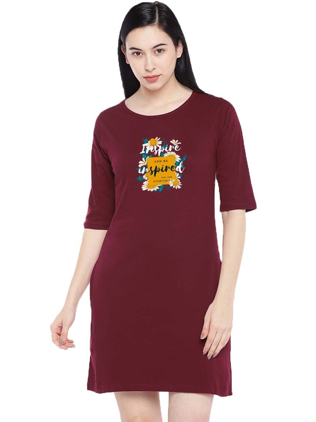 

Moda Rapido Print T-shirt Dress, Maroon