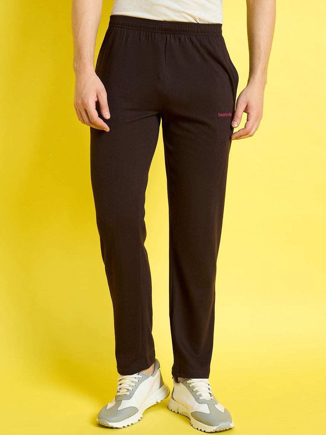 

bearbrother Men Mid Rise Track Pants, Brown