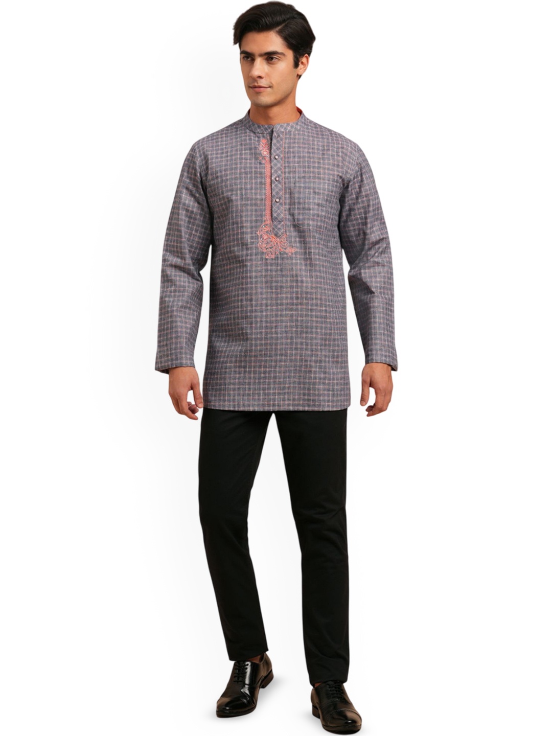 

Arch element Men Thread Work Kurta, Grey