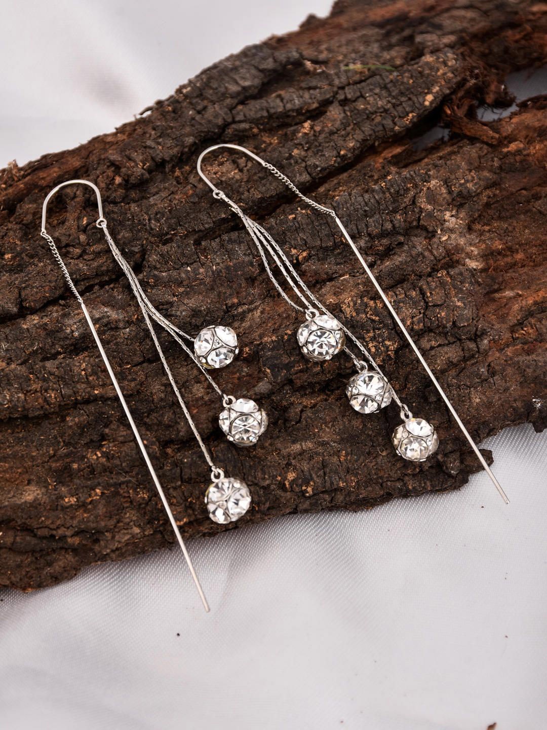 

Reenisaa Contemporary Drop Earrings, Silver