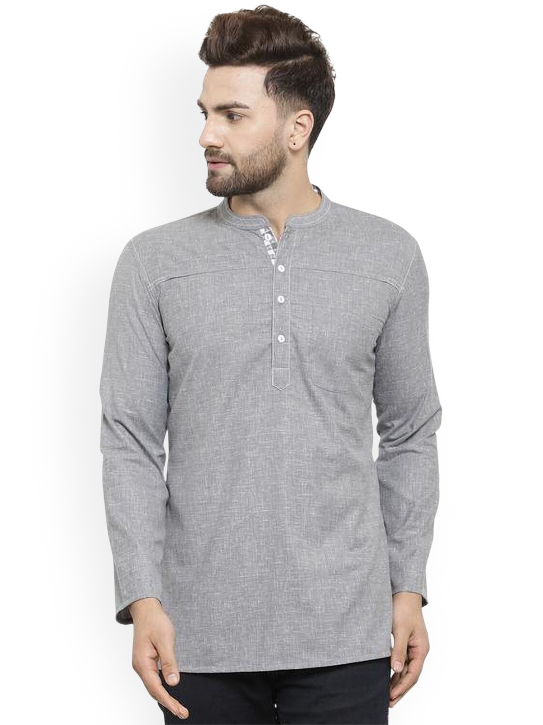 

Arch element Men Thread Work Kurta, Grey