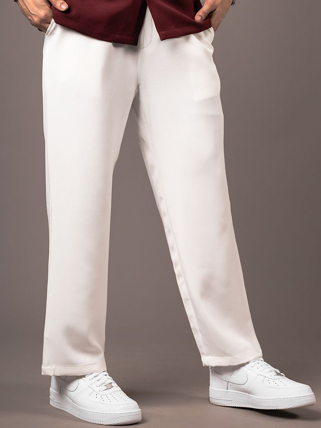 

The Forbidden Fruit Men Relaxed Straight Leg Straight Fit Trousers, White