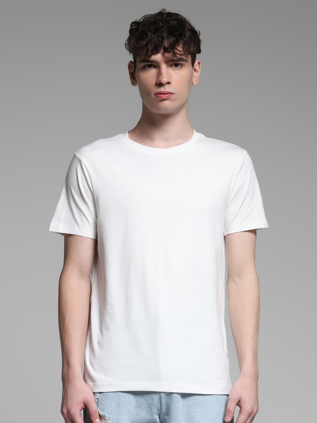 

Jack & Jones Men Raw Edge T-shirt, White