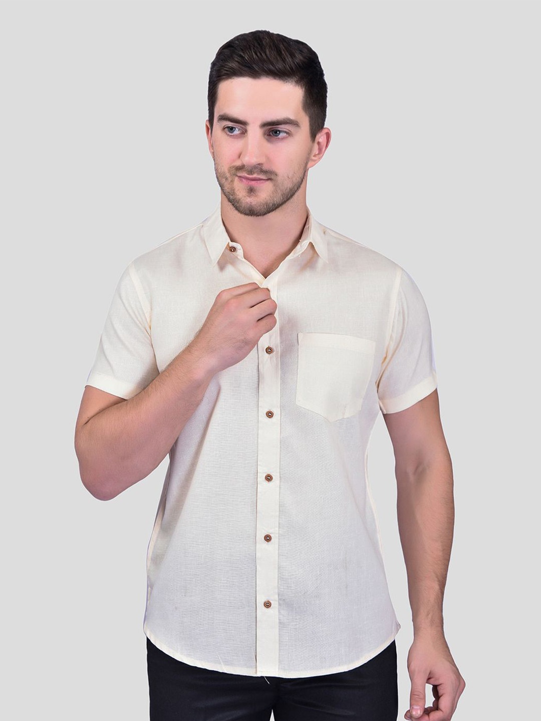 

Moda Rapido Men Classic Opaque Casual Shirt, Cream