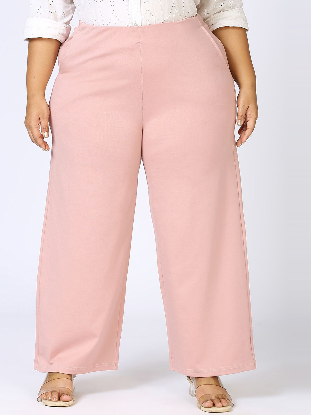 

HJ HASASI Women Straight Fit High-Rise Trousers, Pink