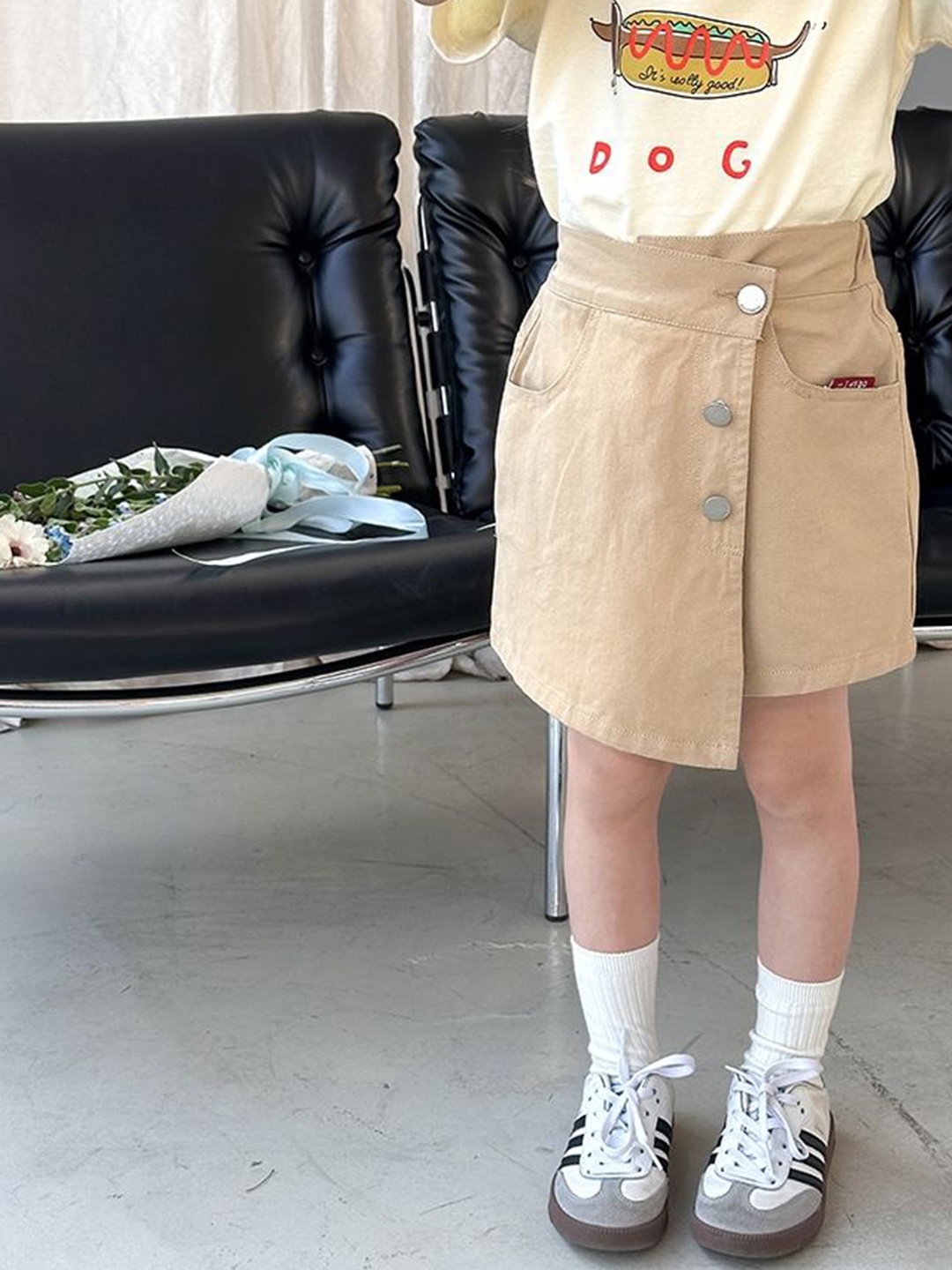 

LULU & SKY Girls High-Rise Shorts, Khaki