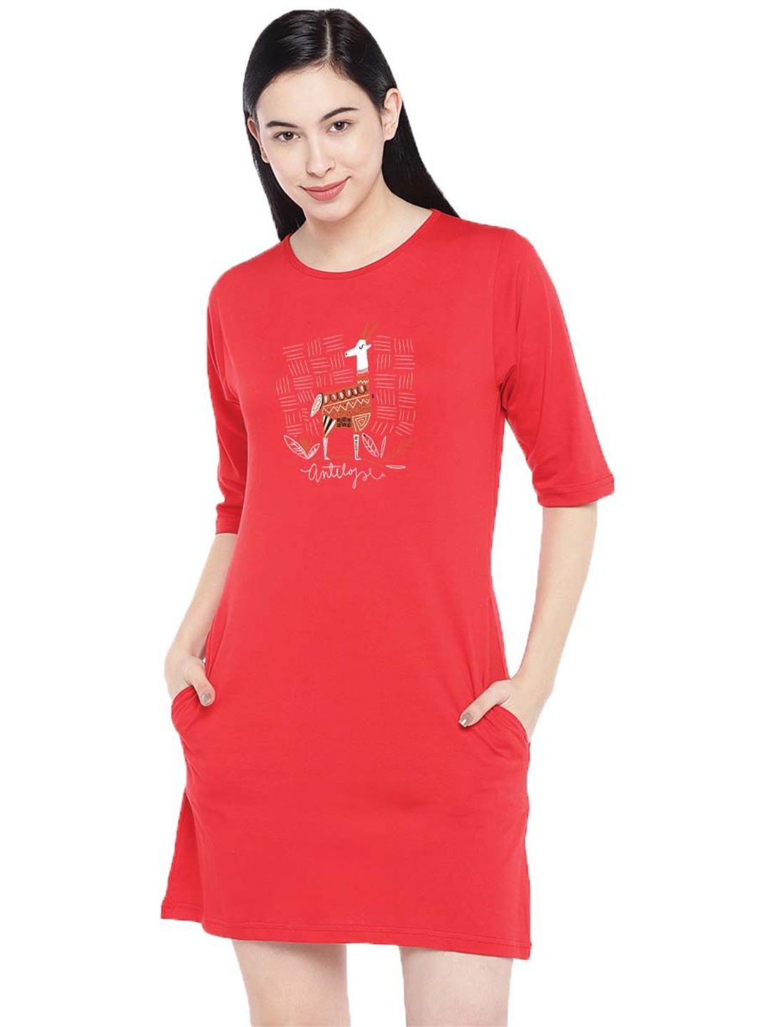 

Moda Rapido Print T-shirt Dress, Red