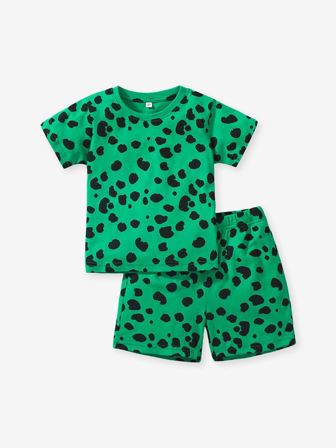 

YK Boys Printed T-shirt with Shorts, Green