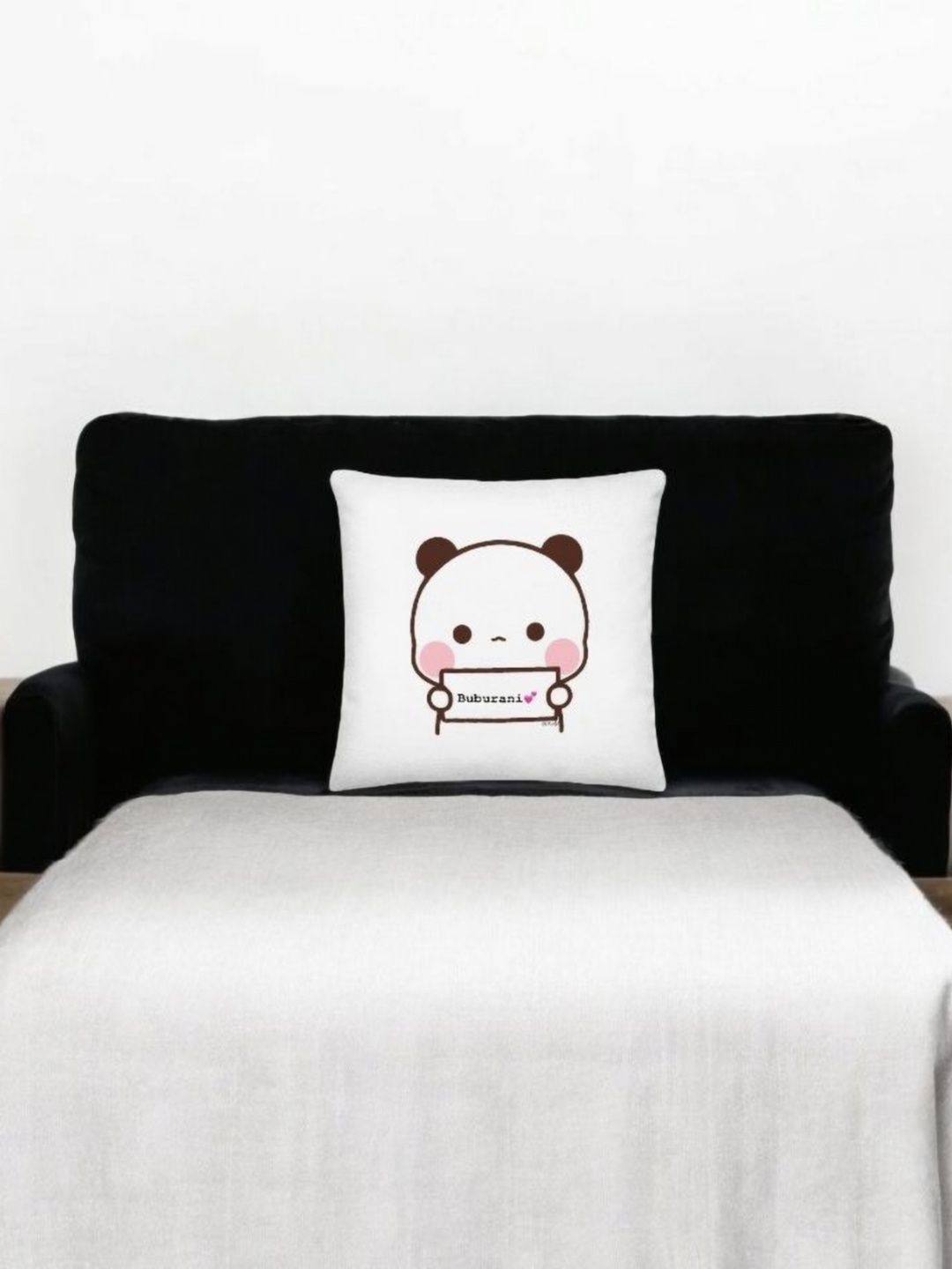 

Anikmart White & Black Printed Square Shaped Pre-Filled Cushion