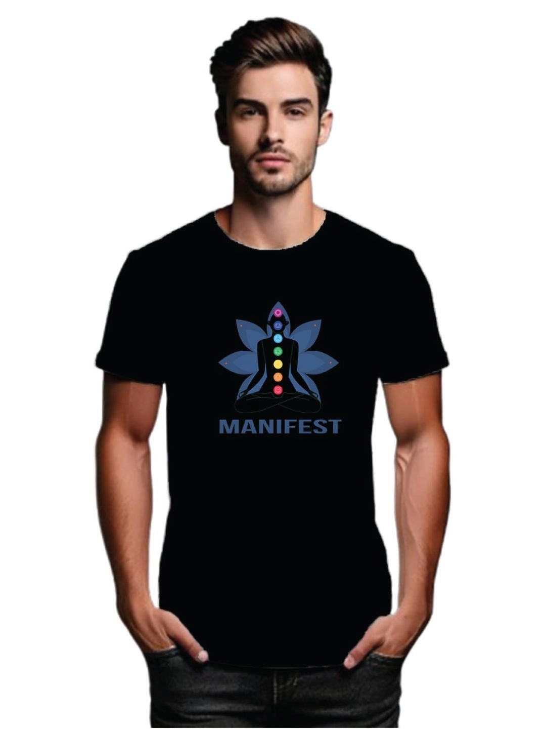 

Tantra Men Printed Applique T-shirt, Black