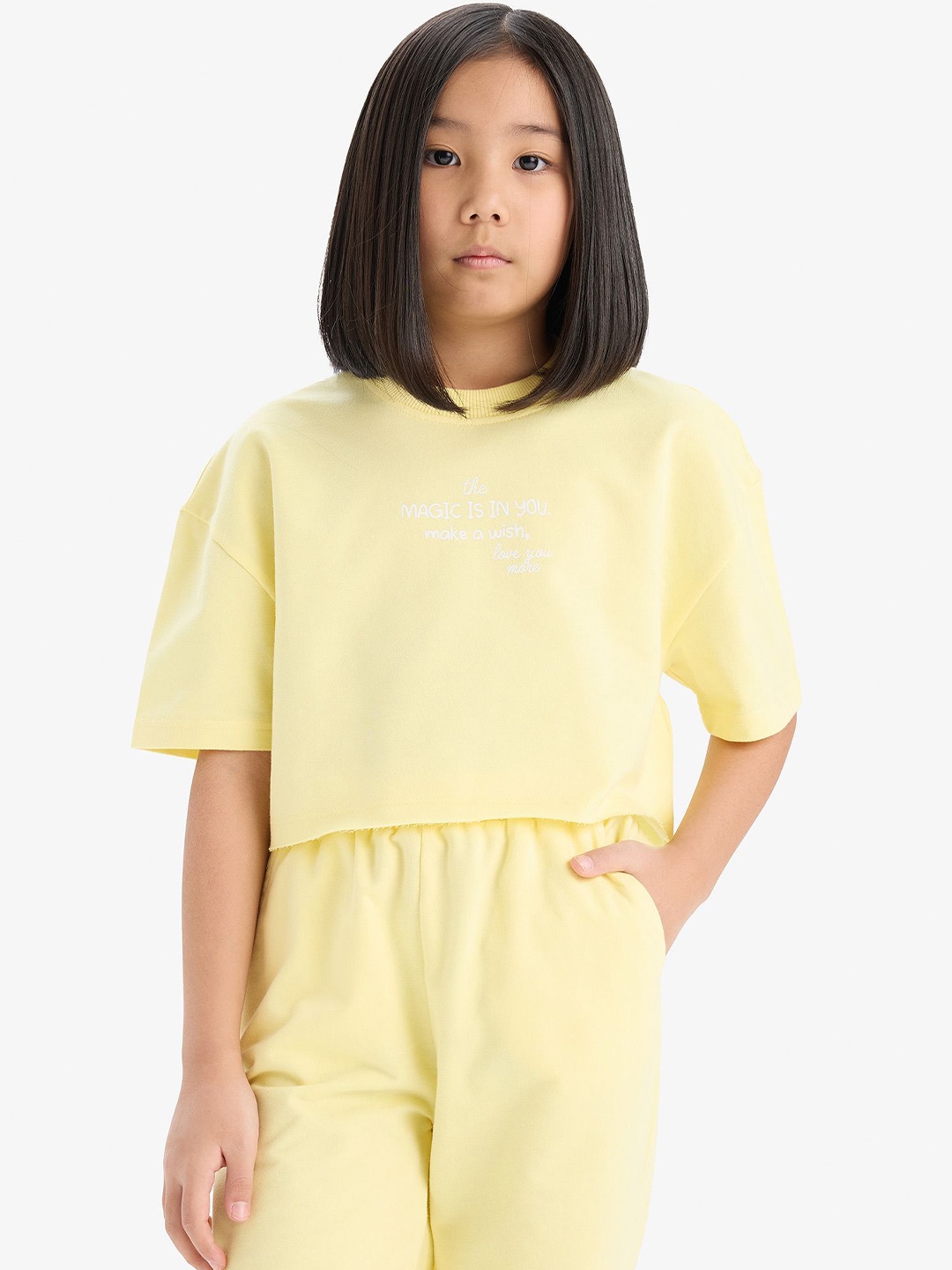 

DeFacto Girls Printed Top, Yellow