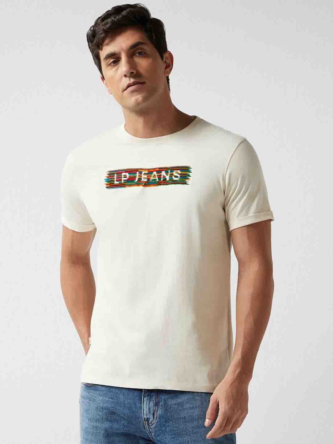 

Louis Philippe Jeans Men Typography Printed Slim Fit T-shirt, White