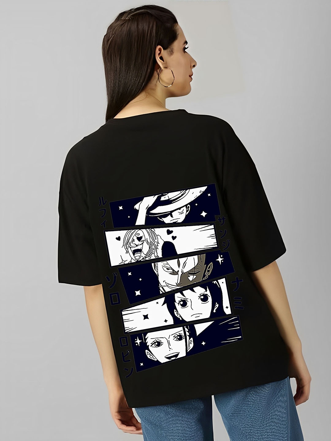 

kintu parantu Women Printed Applique T-shirt, Black