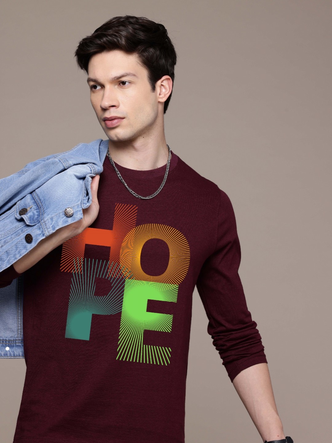 

Moda Rapido Men Printed T-shirt, Burgundy