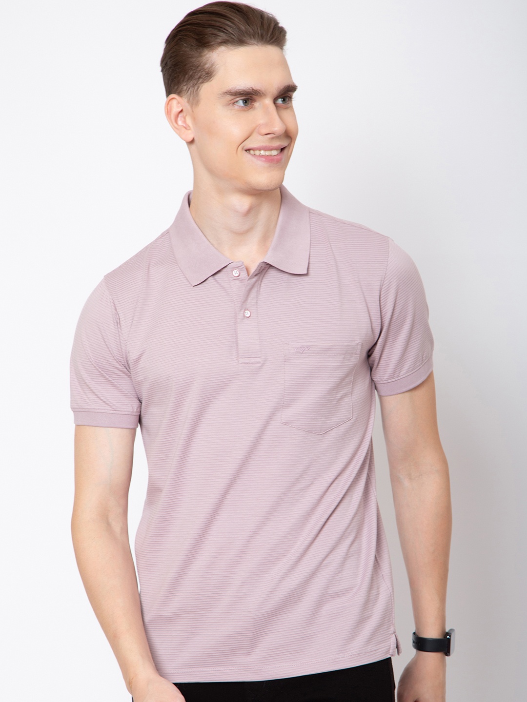 

Sparky Men Polo Collar Pockets Slim Fit T-shirt, Purple