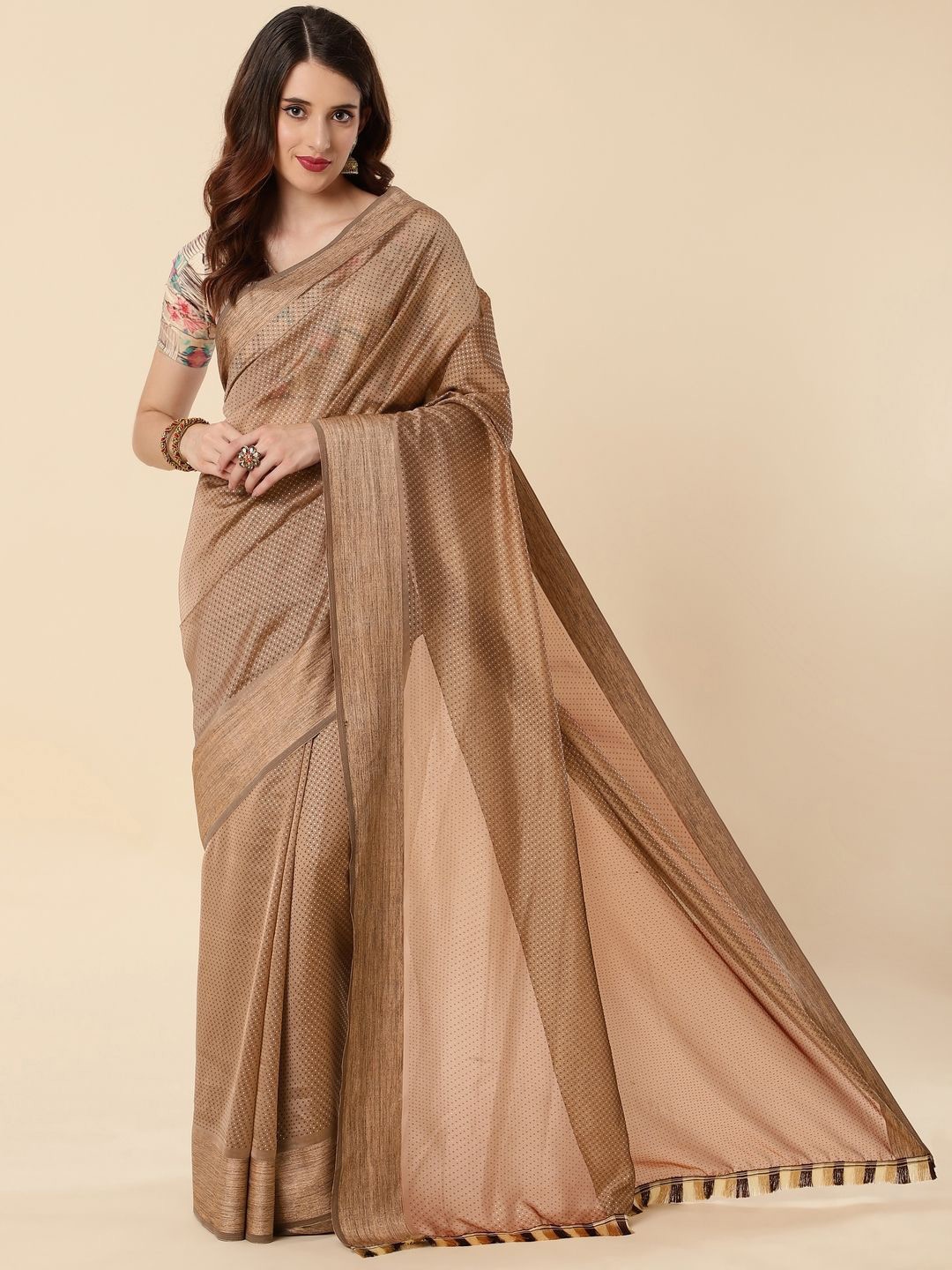 

Suha Woven Design Zari Poly Georgette Saree, Brown