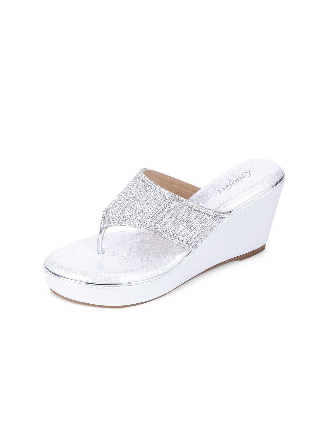 

Lotusfeet Embellished Ethnic Platform Sandals, Silver