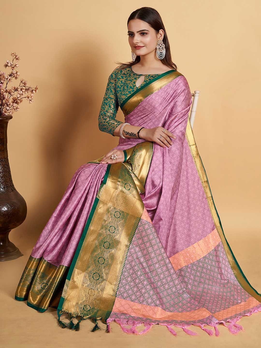 

DIVASTRI Woven Design Zari Art Silk Saree, Pink