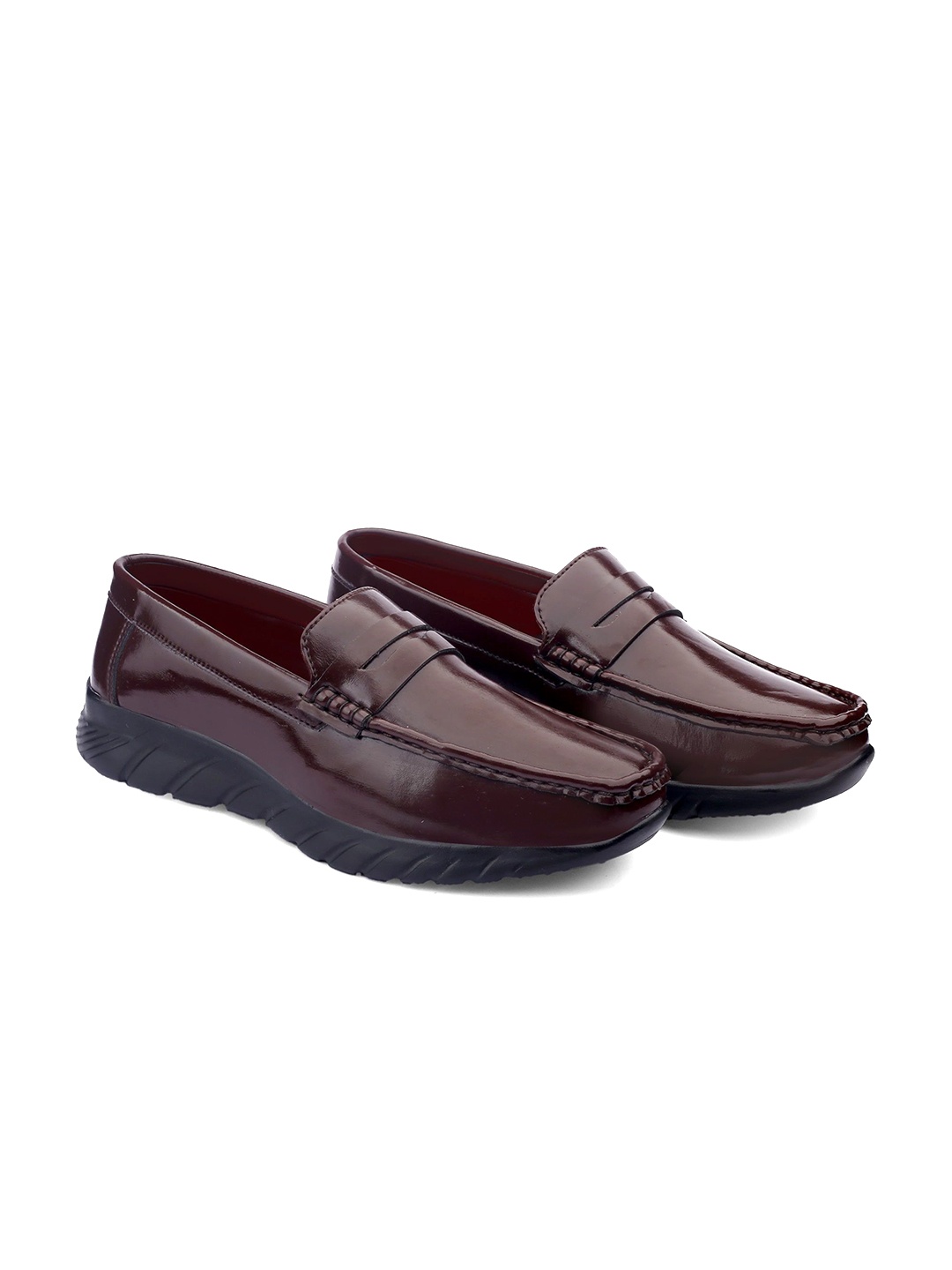 

riffway Men PU Loafers, Brown