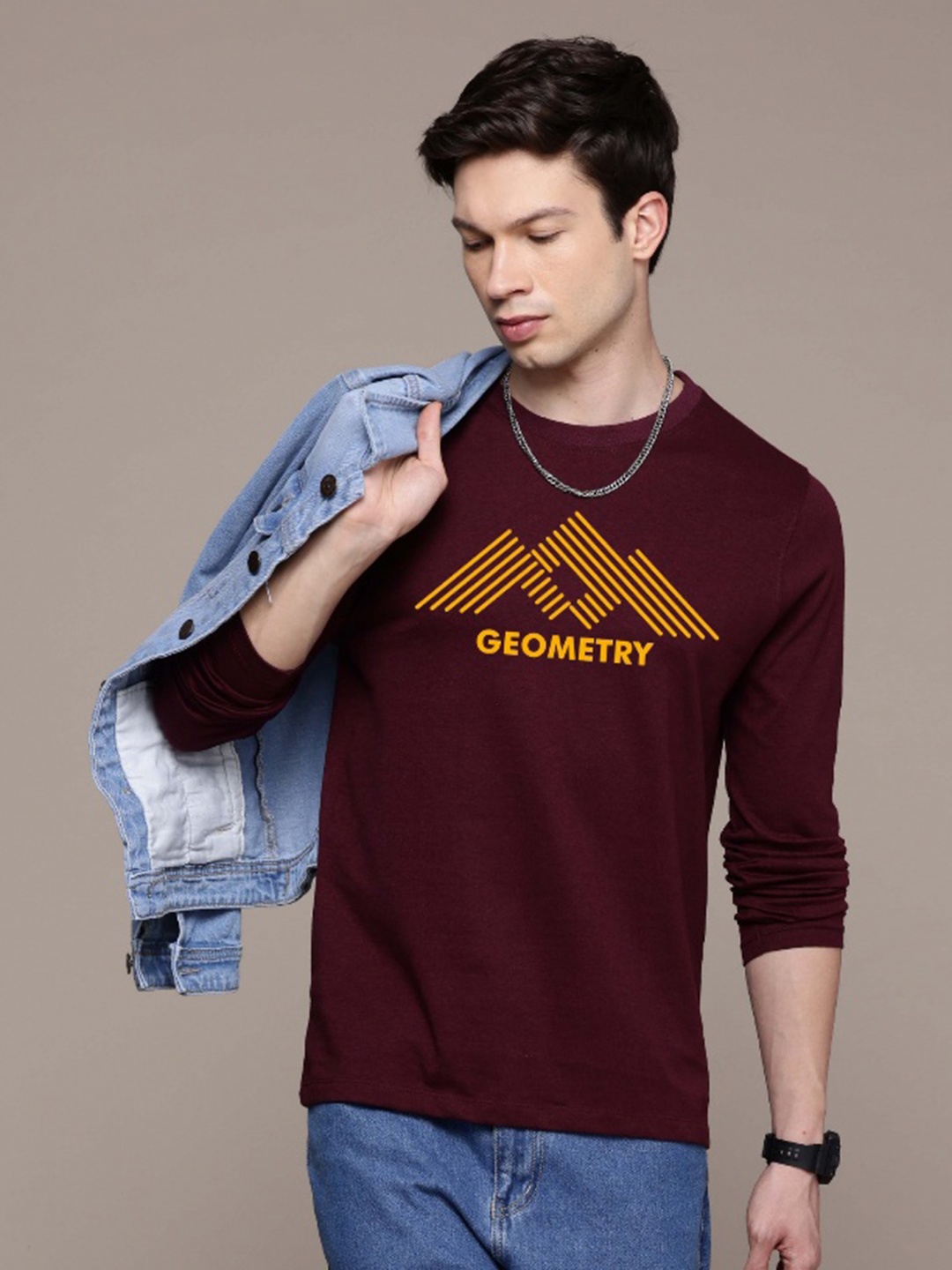 

Moda Rapido Men Printed T-shirt, Burgundy