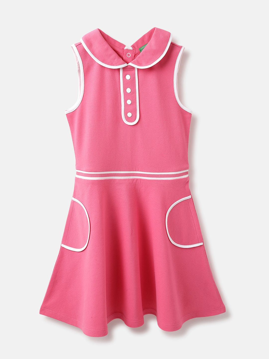 

United Colors of Benetton Peter Pan Collar A-Line Dress, Pink
