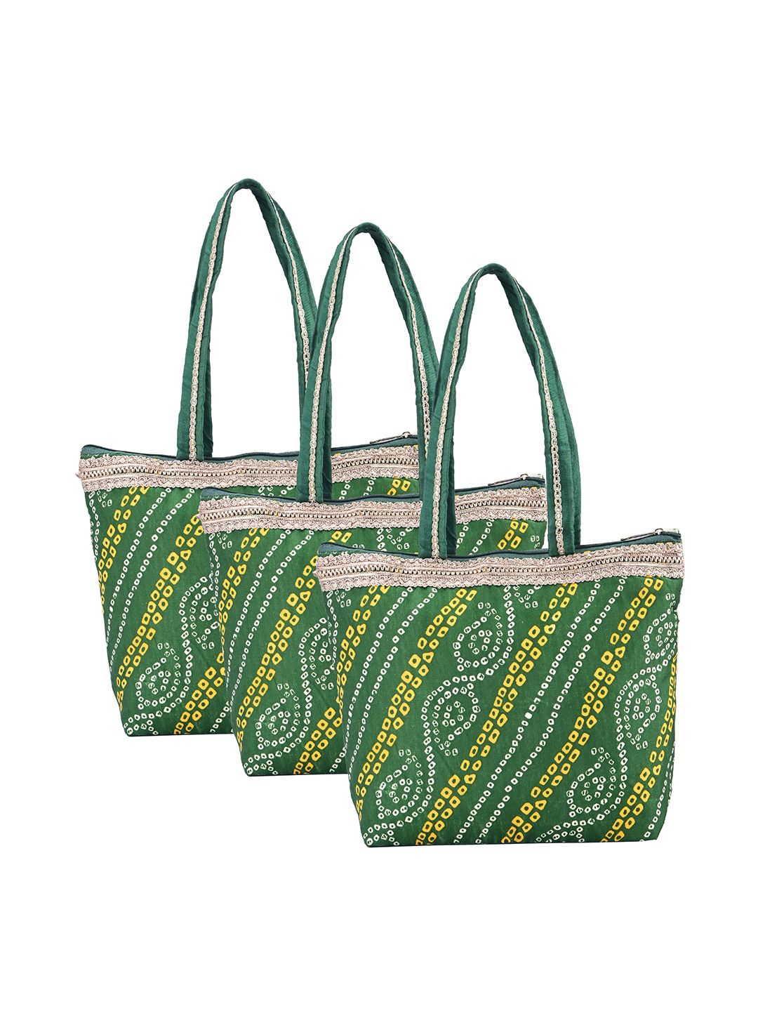 

Kuber Industries Ethnic Motifs 3 Pcs Women & Girls Printed Shopper Shoulder Hand Bag, Green