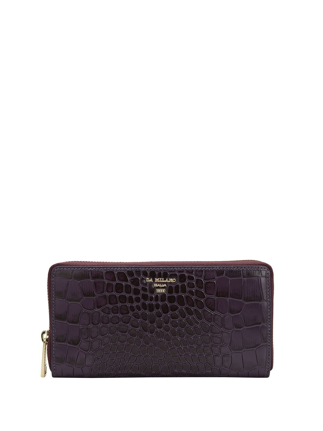 

Da Milano Women Textured Leather Zip Around Wallet, Burgundy