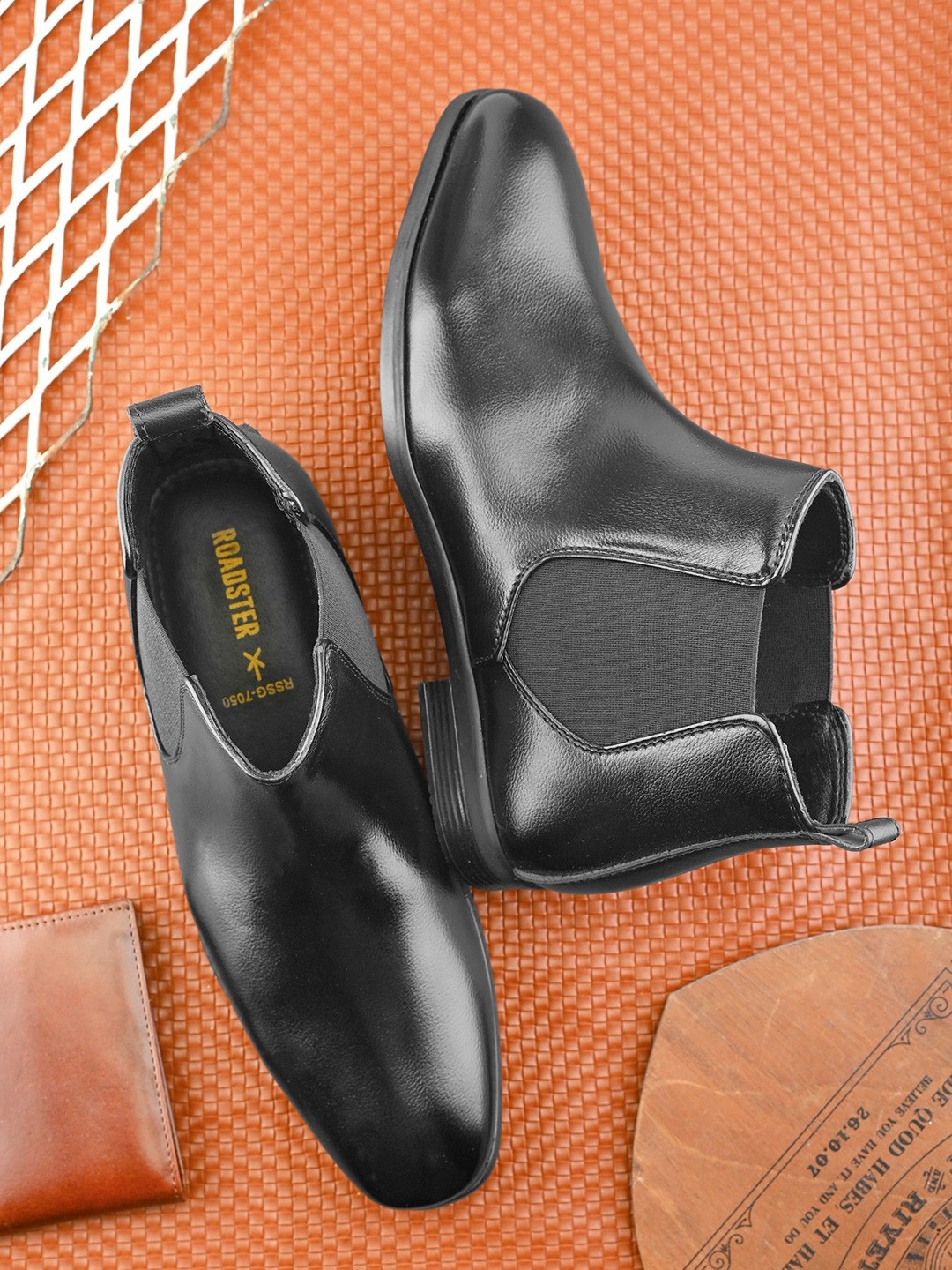 

The Roadster Lifestyle Co Men Leatherette Casual High Top Chelsea Boots, Black