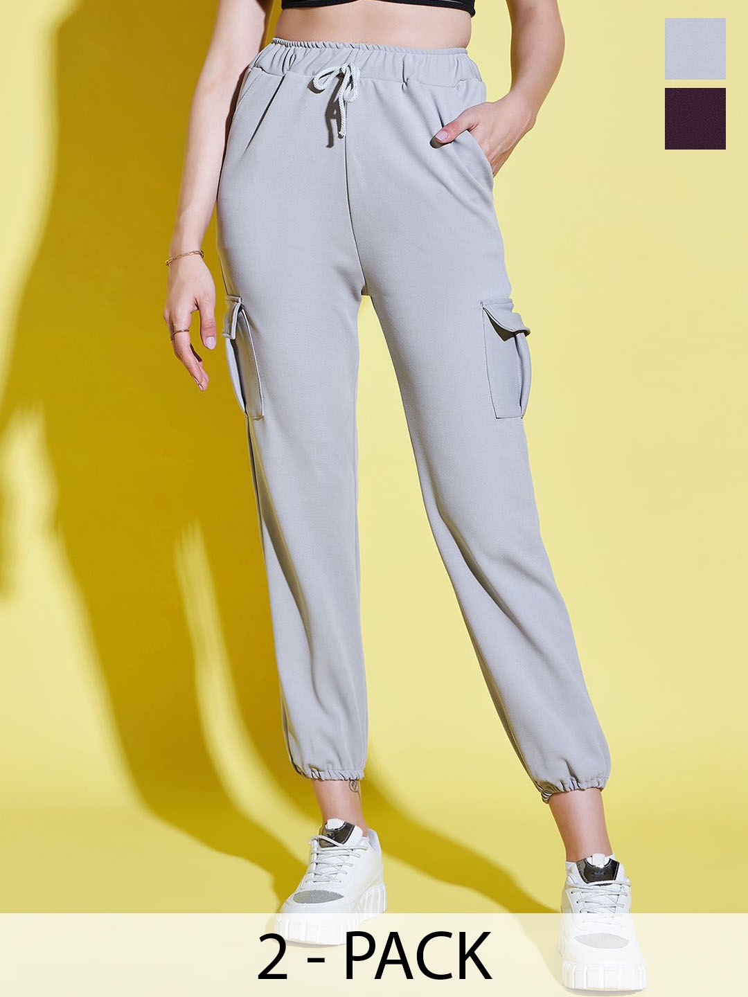 

DIMPY GARMENTS Women Relaxed High-Rise Joggers Trousers, Grey