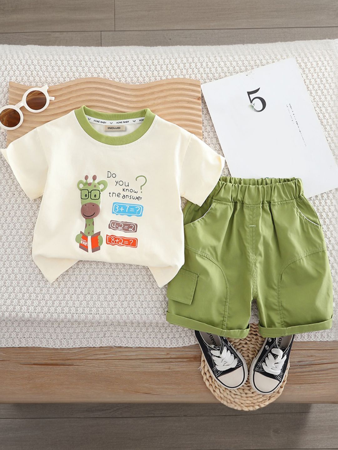 

INCLUD Boys Printed T-shirt with Shorts, Green