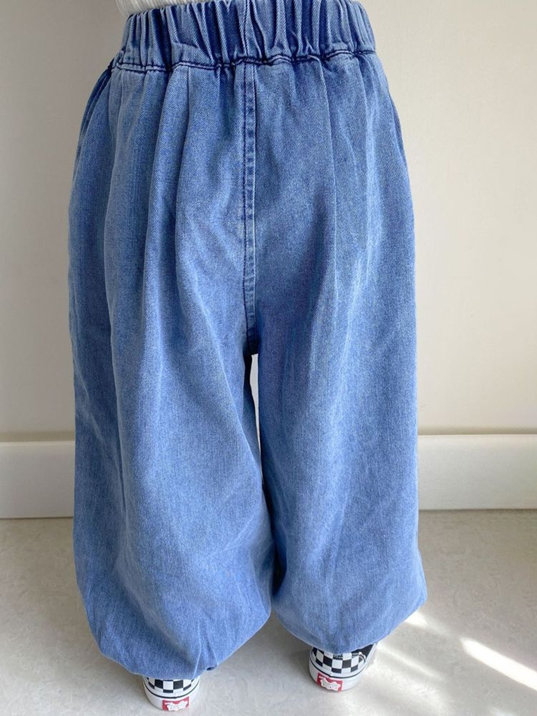 

LULU & SKY Girls Wide Leg High-Rise Low Distress Jeans, Blue