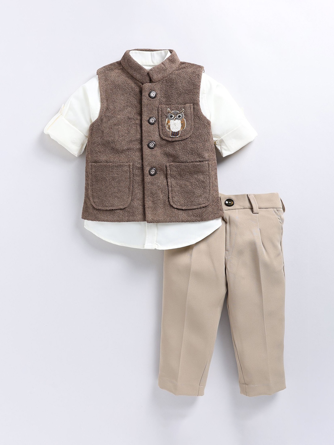 

LITTLE COLLARS Boys Coffee Brown Waistcoat With Pant