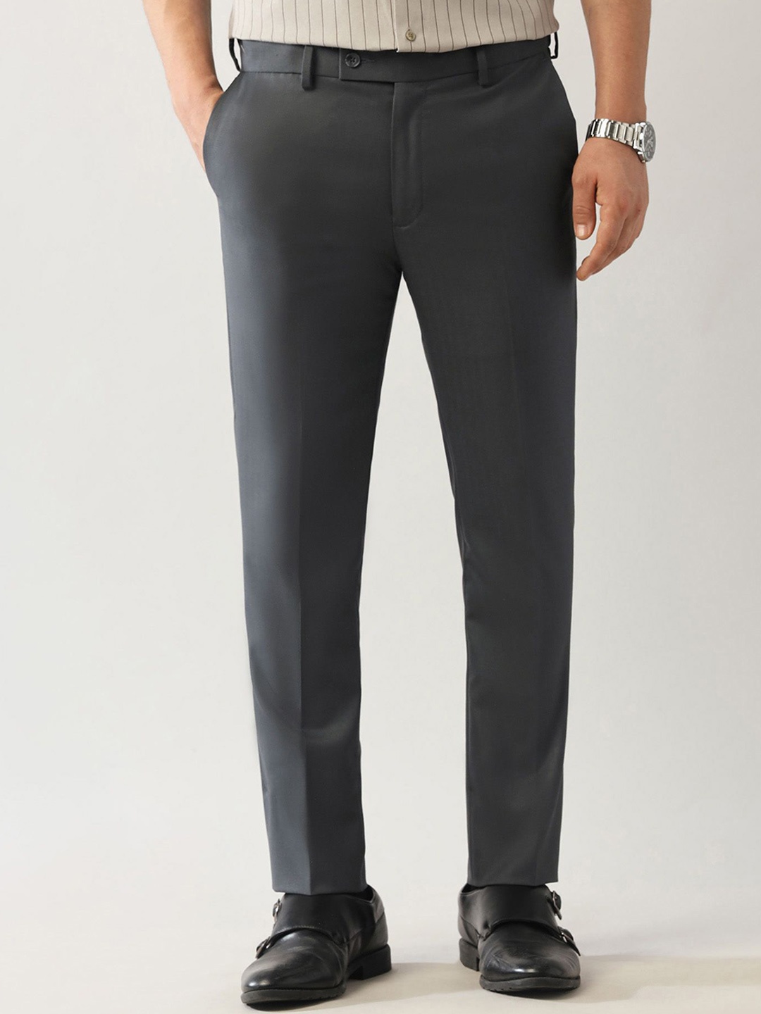 

Arrow Men Slim Fit Trousers, Grey